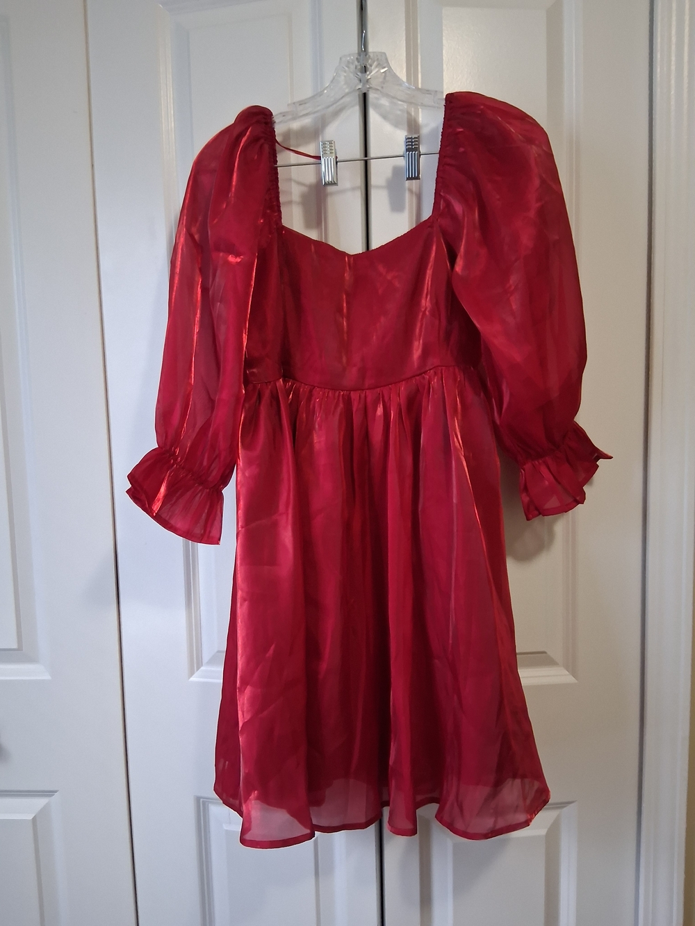 entro Red Organza Babydoll Dress